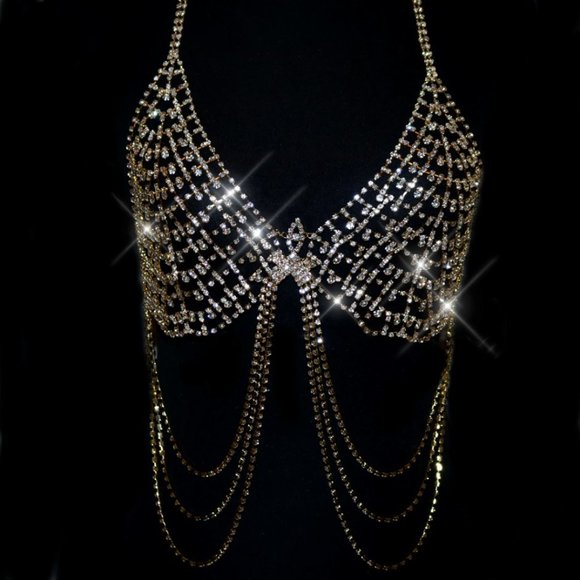 NEW Sparkling Bling Swarovski Crystal Rhinestone Bikini Top + FREE Gift - Picture 6 of 6